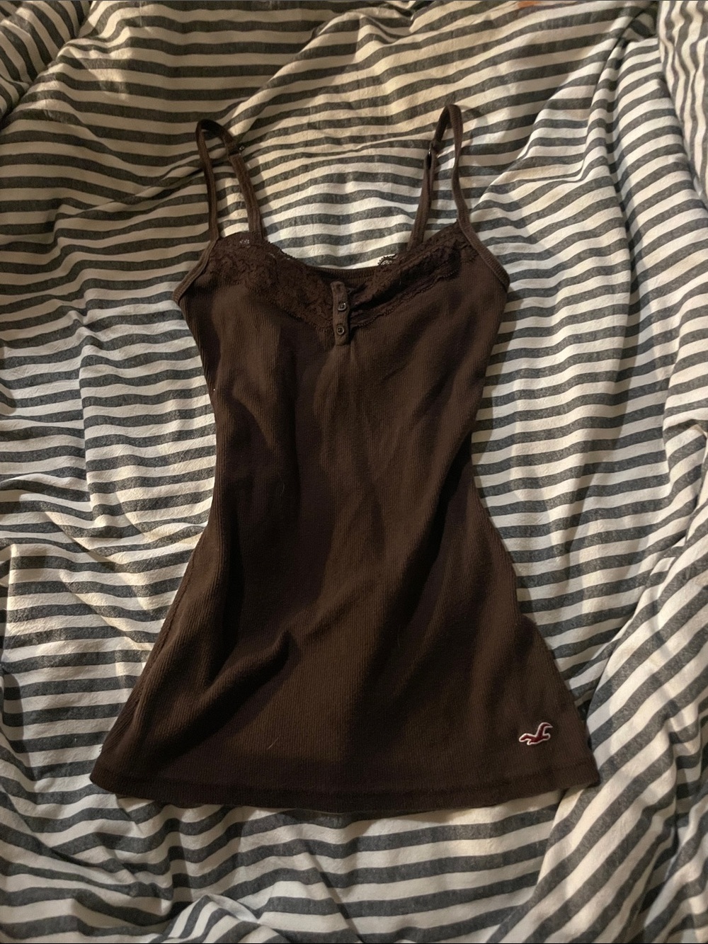 Hollister Brown Lace-Trim Cami Tank Top - Women